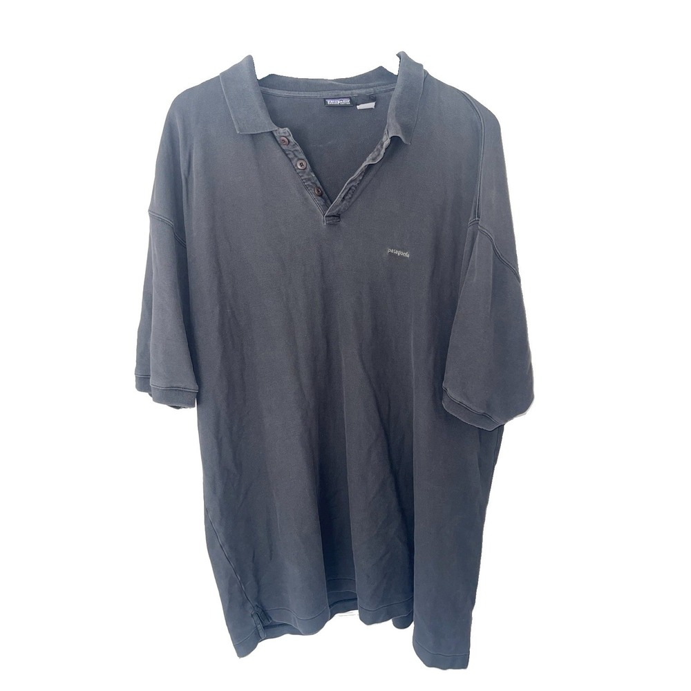 Vintage 2002 Patagonia Polo Shirt Mens XXL Gray Organic Cotton Short Sleeve